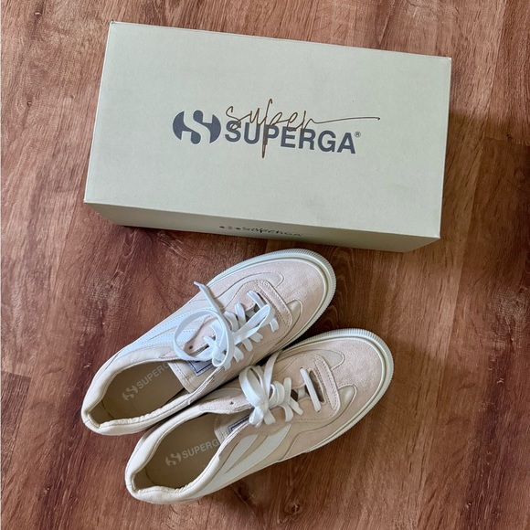 Superga Women's Blush Suede Canvas platform Sneakers Size 10 NWT - Picture 3 of 9